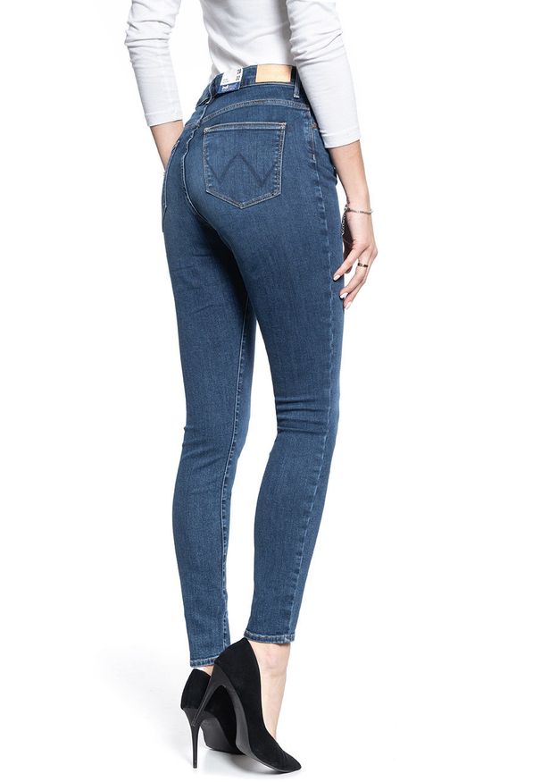 Wrangler - SPODNIE DAMSKIE WRANGLER SKINNY HIGH RISE MID STAR BLUE W27HJR811 112128095