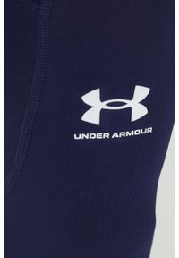 Under Armour legginsy treningowe męskie kolor granatowy gładkie. Kolor: niebieski. Materiał: skóra, materiał. Wzór: gładki #4