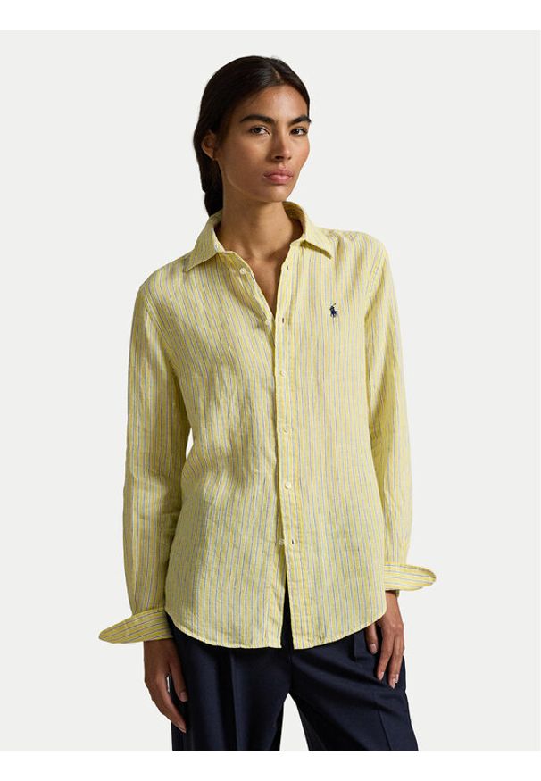 Polo Ralph Lauren Koszula 211A96158002 Żółty Regular Fit. Typ kołnierza: polo. Kolor: żółty. Materiał: len