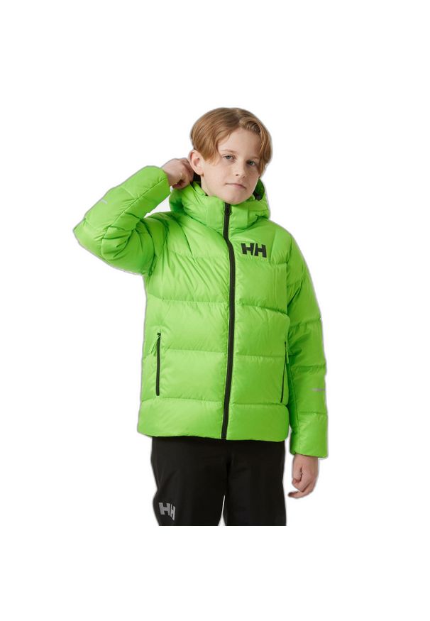 Kurtka puchowa dla dzieci Helly Hansen Isfjord 2.0. Typ kołnierza: kaptur. Kolor: zielony. Materiał: puch