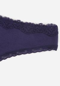 Renee - Granatowe Majtki Stringi z Bawełną z Koronką Aethimilia. Kolor: niebieski. Materiał: bawełna, koronka. Wzór: koronka #3