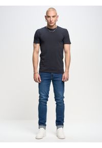 Big-Star - Koszulka męska gładka Classic 404. Kolor: niebieski. Materiał: jeans. Wzór: gładki. Styl: klasyczny