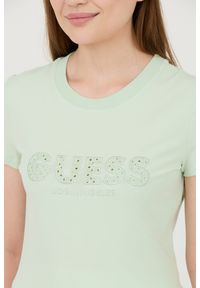 Guess - GUESS Zielony damski t-shirt Sangallo Tee, Rozmiar M. Kolor: zielony