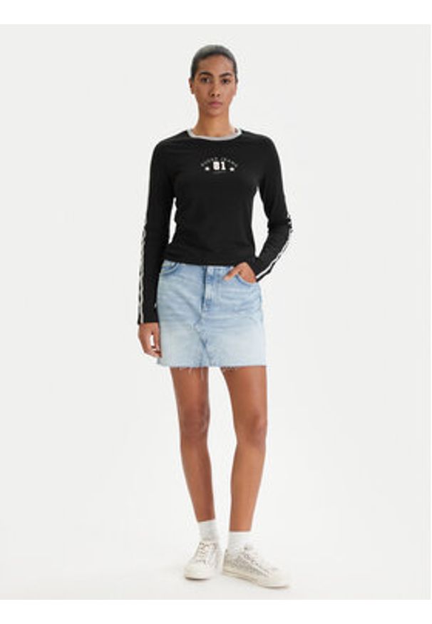 Guess Jeans Bluzka W6RI17 J1314 Czarny Regular Fit. Kolor: czarny. Materiał: bawełna