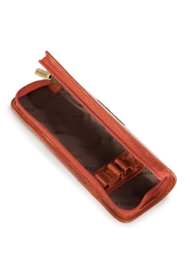 Wittchen - Etui na długopisy ze skóry lakierowanej. Kolor: pomarańczowy. Materiał: skóra, lakier