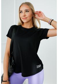 2SkIN - Koszulka sportowa damska z krótkim rękawem 2skin Fitness. Kolor: czarny. Materiał: elastan, poliester. Długość rękawa: krótki rękaw. Długość: krótkie. Sport: fitness