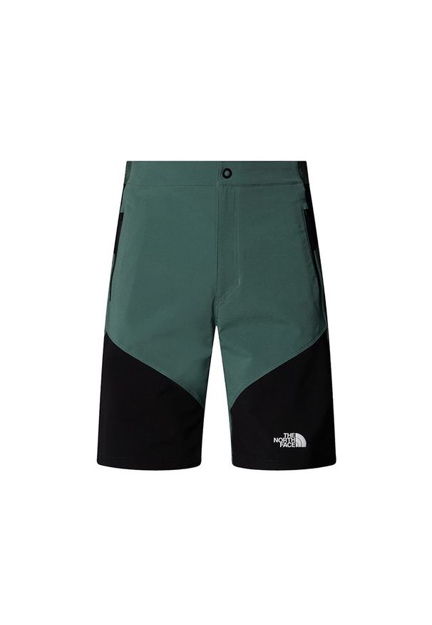Spodenki męskie The North Face Felik 0A825XLFW1 - zielono-czarne. Kolor: zielony, czarny, wielokolorowy. Materiał: materiał, poliester, elastan. Sport: turystyka piesza