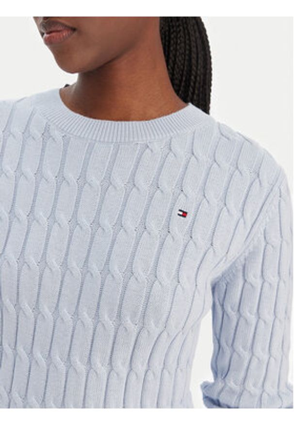 TOMMY HILFIGER - Tommy Hilfiger Sweter WW0WW47644 Błękitny Regular Fit. Kolor: niebieski. Materiał: bawełna