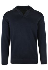 Bawełniany sweter Brave Soul z Oryginalnym Kołnierzykiem i Dekoltem - Granatowy. Kolor: niebieski. Materiał: bawełna