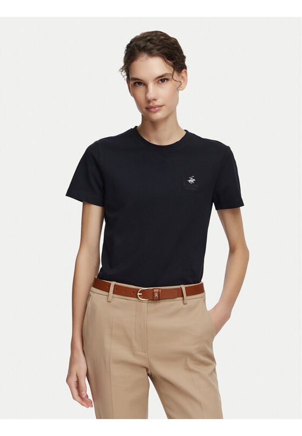 Beverly Hills Polo Club T-Shirt P-SS26W-TS516523 Granatowy Regular Fit. Typ kołnierza: polo. Kolor: niebieski. Materiał: bawełna