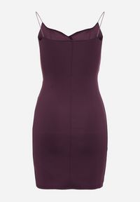 Born2be - Fioletowa Dopasowana Sukienka z Rozcięciem na Nogę Lunitena. Kolor: fioletowy. Materiał: materiał. Typ sukienki: dopasowane. Styl: klasyczny, elegancki #5