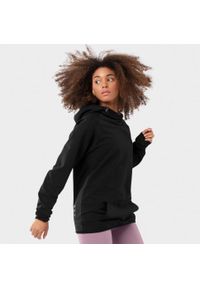SIROKO - Bluza fitness damska Black Square-W. Typ kołnierza: kaptur. Kolor: czarny. Materiał: polar, bawełna, elastan, poliester. Sezon: zima. Sport: fitness