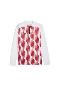 Puma - Męska bluza przedmeczowa z zamkiem 1/4 Girona FC PUMA White Red. Kolor: czerwony, biały, wielokolorowy. Sport: piłka nożna