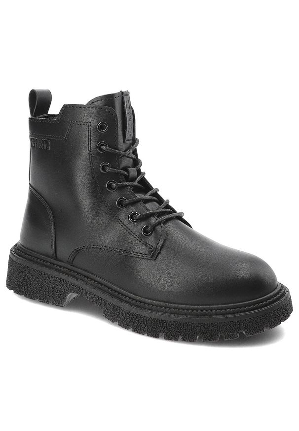 Big-Star - Czarne Botki Big Star Ocieplane Buty Damskie. Okazja: na co dzień. Zapięcie: sznurówki. Kolor: czarny. Materiał: skóra ekologiczna. Styl: casual, elegancki, klasyczny