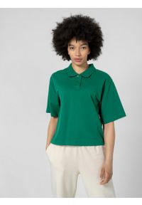 outhorn - Koszulka polo damska - zielona. Okazja: na co dzień. Typ kołnierza: polo. Kolor: zielony. Materiał: dzianina, bawełna. Styl: casual, klasyczny #7