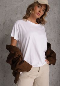 Renee - Biały T-shirt Basic Oversize z Bawełny Elusis. Okazja: na co dzień. Kolor: biały. Materiał: bawełna. Styl: casual, elegancki #1