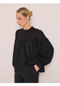 Sinsay - Bluzka z marszczeniami - czarny. Kolor: czarny #1