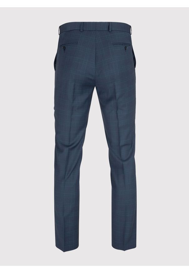Pako Lorente - PAKO LORENTE – Granatowe spodnie garniturowe w kratę. Kolor: niebieski. Materiał: wełna
