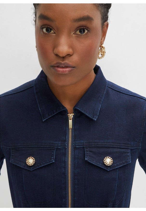 bonprix - Sukienka dżinsowa z zamkiem. Kolor: niebieski