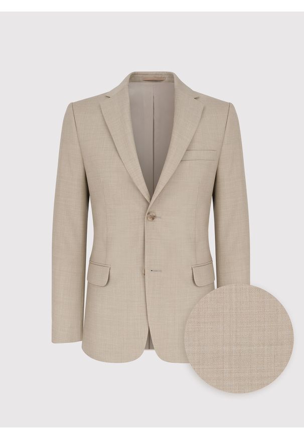 Pako Lorente - PAKO LORENTE - Beżowa marynarka garniturowa wełna. Kolor: beżowy. Materiał: wełna. Wzór: gładki