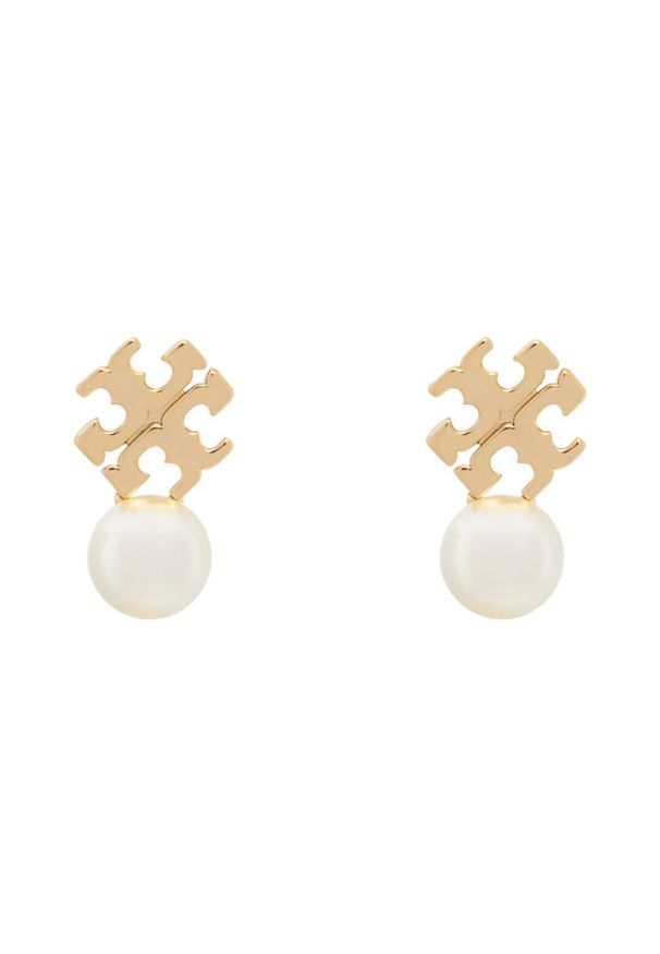 Tory Burch Kolczyki LOGO AND PEARL STUD EARRINGS 184421 Złoty. Materiał: ze stali, ze stali nierdzewnej. Kolor: złoty