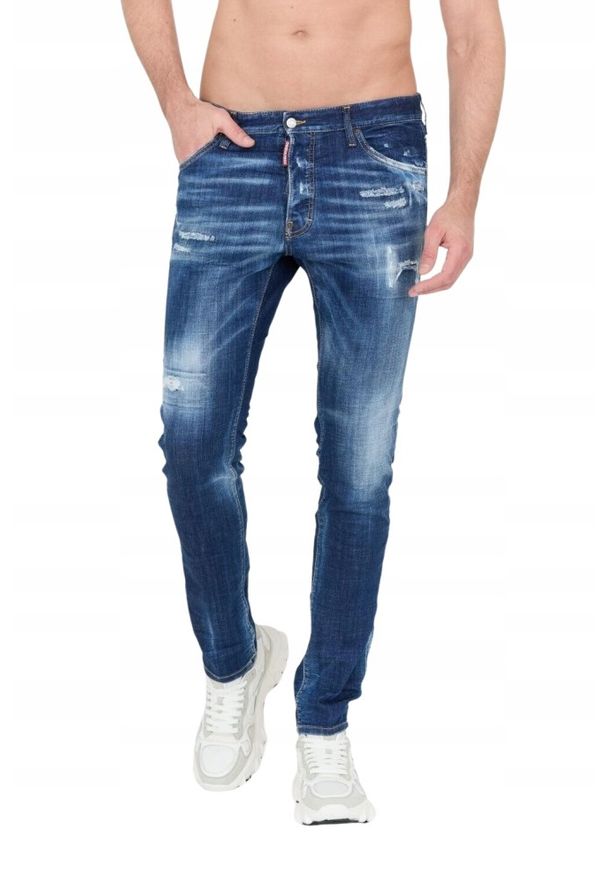 DSQUARED2 Granatowe jeansy z przetarciami. Kolor: niebieski