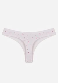 Renee - Białe Majtki Strongi z Drobnym Nadrukiem z Bawełną Clymeine. Kolor: biały. Materiał: bawełna. Wzór: nadruk #3