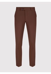 Pako Lorente - PAKO LORENTE – Gładkie spodnie garniturowe w kolorze brązowym. Kolor: brązowy. Materiał: poliester, wełna. Wzór: gładki #8