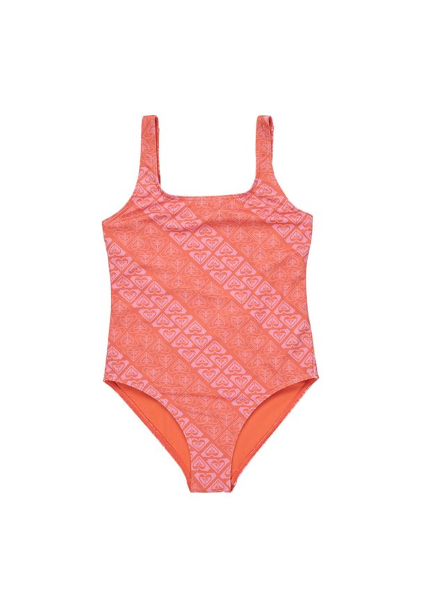 Roxy - Jednoczęściowy strój kąpielowy dla Dziewczynki HEART N SOUL Pomarańczowy. Kolor: różowy, wielokolorowy, pomarańczowy. Materiał: poliester, materiał, elastan