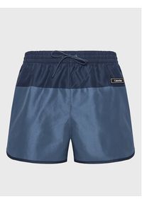 Calvin Klein Swimwear Szorty kąpielowe Short Runner KM0KM00816 Granatowy Regular Fit. Kolor: niebieski. Materiał: syntetyk