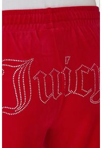 Juicy Couture - JUICY COUTURE Czerwone spodnie dresowe damskie z cyrkoniami Tina Outline, Rozmiar XS. Kolor: czerwony. Materiał: dresówka #2