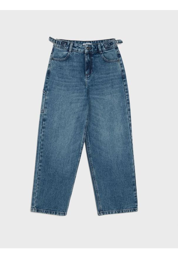 Sinsay - Jeansy wide leg z efektem sprania - szary. Kolor: szary