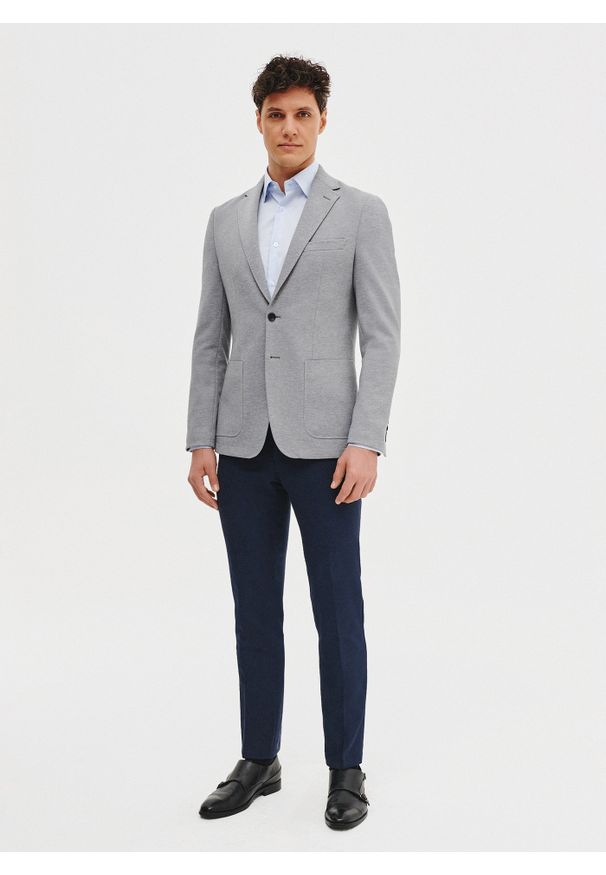 Pako Lorente - PAKO LORENTE - Jasnoszara marynarka z dzianiny. Kolor: szary. Materiał: dzianina. Sezon: wiosna