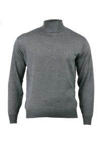 Golf Popielaty, Szary Klasyczny, Wełna Merynosa - MM Classic, Męski. Typ kołnierza: golf. Kolor: szary. Materiał: akryl, wełna. Styl: klasyczny #2