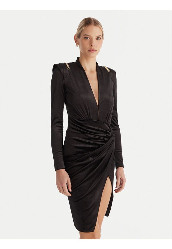 Babylon Sukienka koktajlowa MF204C Czarny Slim Fit. Kolor: czarny. Materiał: syntetyk. Styl: wizytowy
