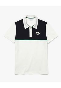 Lacoste - LACOSTE - Dwukolorowa koszulka polo z logo Slim Fit. Okazja: na co dzień. Typ kołnierza: polo. Kolor: biały. Wzór: aplikacja. Styl: retro, klasyczny, casual, elegancki #5