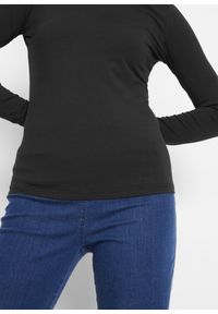 bonprix - Bluzka z długim rękawem i golfem. Typ kołnierza: golf. Kolor: czarny. Materiał: bawełna. Długość rękawa: długi rękaw. Długość: długie #3