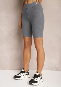 Renee - Ciemnoniebieskie Szorty z Gumką w Pasie High Waist Lorolia. Stan: podwyższony. Kolor: niebieski. Materiał: jeans. Sezon: lato