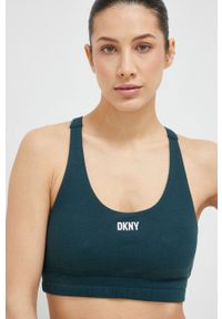 DKNY - Dkny biustonosz sportowy kolor zielony. Kolor: zielony. Materiał: materiał. Wzór: aplikacja