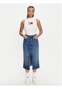 Tommy Jeans Golf Center Flag DW0DW18527 Écru Slim Fit. Typ kołnierza: golf. Materiał: syntetyk, wiskoza