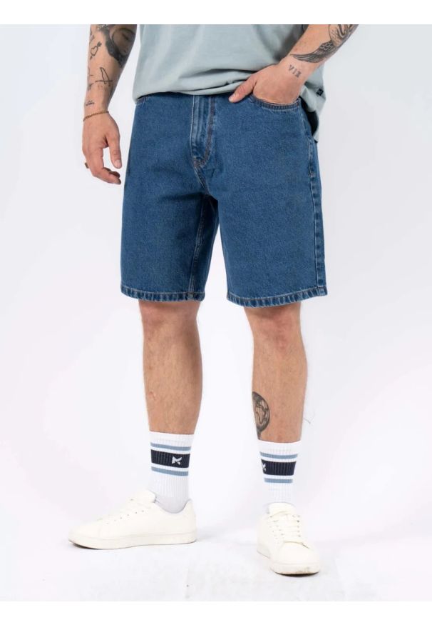 MARCUS - Męskie Spodenki Jeansowe Marcus Justin 2239 Shorts Med. Blue Wash 2-7000168. Materiał: jeans