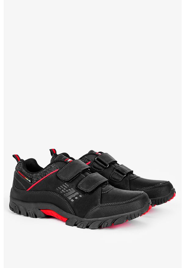 Badoxx - Czarne buty trekkingowe na rzepy badoxx mxc8142/r. Zapięcie: rzepy. Kolor: wielokolorowy, czerwony, czarny