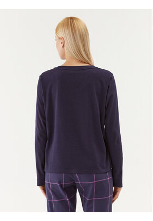 Triumph Koszulka piżamowa Mix & Match LSL Top Chest Pocket 03 10216519 Granatowy Regular Fit. Kolor: niebieski. Materiał: bawełna
