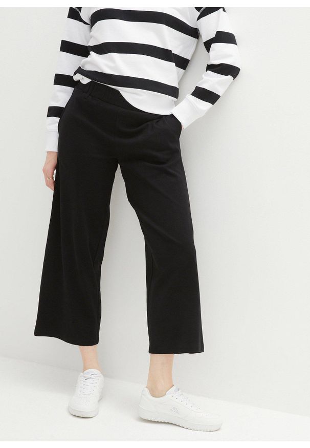 bonprix - Spodnie culotte z czystej bawełny organicznej. Kolor: czarny. Materiał: bawełna