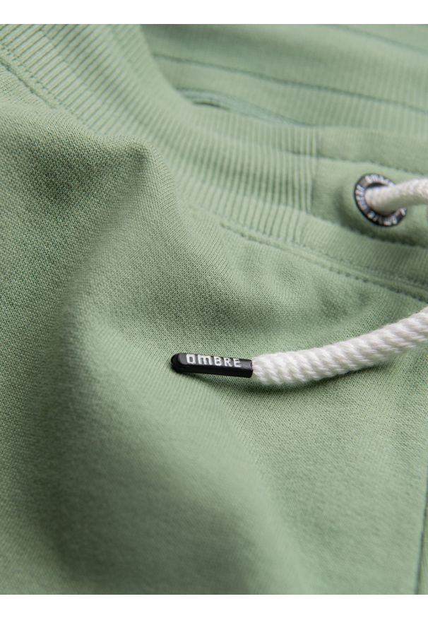 Ombre Clothing - Spodnie męskie dresowe z nogawką bez ściągacza - zielone V3 OM-PABS-0206 - XXL. Kolor: zielony. Materiał: dresówka. Wzór: aplikacja. Styl: klasyczny, sportowy