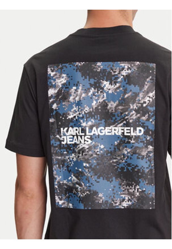 Karl Lagerfeld Jeans T-Shirt A3M17029 Czarny Regular Fit. Kolor: czarny. Materiał: bawełna