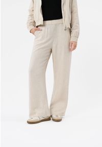 Volcano - Szerokie spodnie z lnem R-NETTE. Kolor: beżowy. Materiał: len. Sezon: lato #1