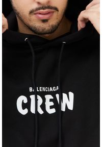Balenciaga - BALENCIAGA Czarna bluza męska z kapturem i logo. Typ kołnierza: kaptur. Kolor: czarny. Materiał: prążkowany. Wzór: nadruk #2