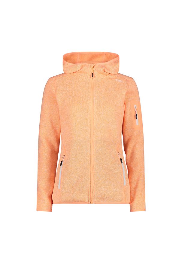 Polar z kapturem dla kobiet CMP. Typ kołnierza: kaptur. Kolor: pomarańczowy. Materiał: polar. Sport: turystyka piesza