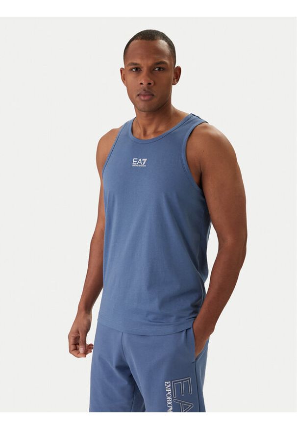 EA7 Emporio Armani Tank top 7M000295 AF10375 Niebieski Regular Fit. Kolor: niebieski. Materiał: bawełna